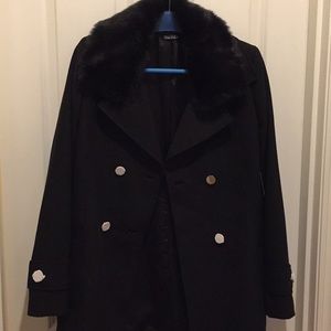 NWT Tahari Winter Coat removable fur collar Medium